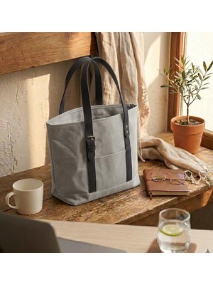 Mandosi Mumlu Kanvas Omuz Çantası - Mıknatıslı, Günlük Kullanım, Ekstra Cepli, Tote Bag - 7256