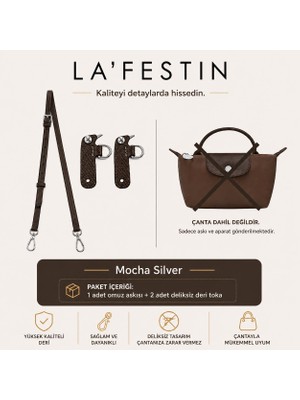 LA'FESTIN Ayarlanabilir Çanta Askısı Çanta Aksesuar  Xs-S  Ile Uyumlu Çanta Askısı ( Mocha Silver Uyumlu )