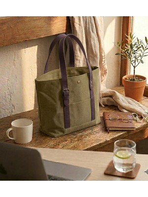 Mandosi Mumlu Kanvas Omuz Çantası - Mıknatıslı, Günlük Kullanım, Ekstra Cepli, Tote Bag - 7256