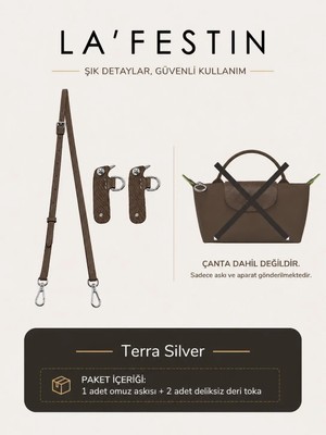 LA'FESTIN Ayarlanabilir Çanta Askısı Çanta Aksesuar  Xs-S  Ile Uyumlu Çanta Askısı   ( Terra Silver Uyumlu )