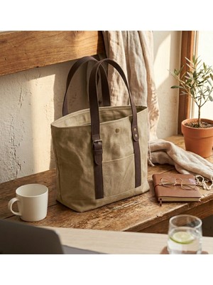 Mandosi Mumlu Kanvas Omuz Çantası - Mıknatıslı, Günlük Kullanım, Ekstra Cepli, Tote Bag - 7256