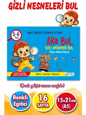 Harika Çocuk Yayınları 3-6 Yaş Dikkat Geliştirme Ara Bul Kitabı Nevbahar Erçoklu