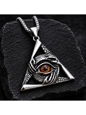 Voyage Accessory Paslanmaz Çelik Gotik Tasarım Triangle  Göz Üçgen Kolye