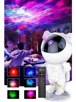 Crazy Shops Yıldız Projektör Astronot Işıklı Kumandalı Galaksi Samanyolu Projeksiyon Gece Lambası