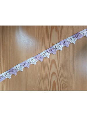 Dantelim Renkli Beyaz Çilek Güpür Dantel - 9 Mt.