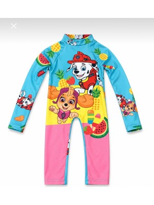 Paw Patrol Kız Erkek Çocuk Mayo Yüzme Havuz Yüzücü Uzun Kollu Şortlu Uv Koruma Hızlı Kuruma