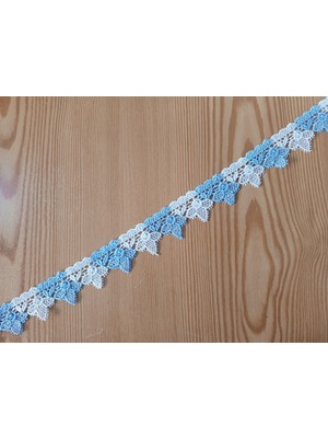 Dantelim Renkli Beyaz Çilek Güpür Dantel - 9 Mt.