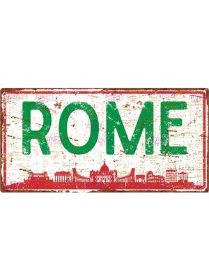 AYNED Print Roma Temalı Eskitme Ahşap Tabela – Dekoratif Duvar Levhası