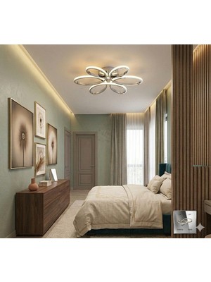 UltraMint Şık 6'lı Krom Plafonyer, Renkli LED Avize, Modern Tavan Aydınlatması
