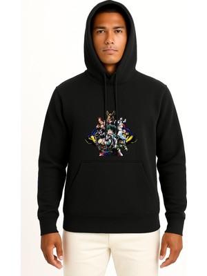 Bahriyeli Collection Kapüşonlu My Hero Academia Anime Göğüs Tasarımlı Unisex Sweatshirt