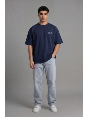 Backlain Mod Style Unisex Oversize Baskılı Tişört %100 Pamuk Günlük Stil