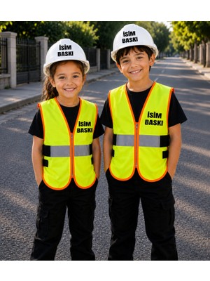 Teknik Çocuk Mühendis Yelek Seti Fermuarlı Reflektörlü ( Isme Özel Baskı)
