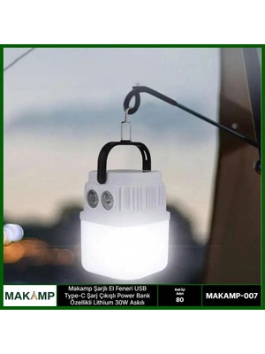 SiHako Şarjlı El Feneri USB Powerbanklı Askılı