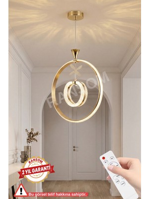 UltraMint Ithal Seri 3 Renk Kumandalı Yuvarlak LED Avize, Rose Gold Kasa