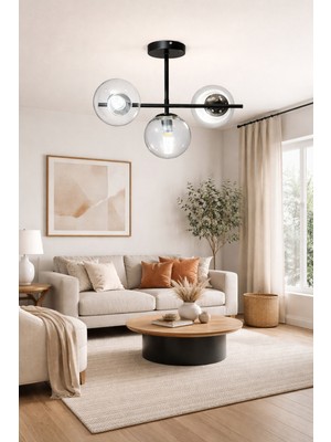 UltraMint Şık Füme Camlı Modern Çoklu Avize Seti, Salon ve Yatak Odası Için