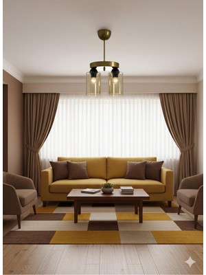 UltraMint Modern Yuvarlak Gold Kasa Bal Renk Cam Avize, Şık ve Elegant Tasarım