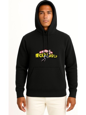 Bahriyeli Collection Kapüşonlu My Hero Academia, Volume 5 Peace Sign Göğüs Tasarımlı Unisex Sweatshirt