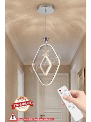 UltraMint Seri 3 Renk Kumandalı Karo Halka LED Avize, Gümüş Kasa, Toplu Kullanım