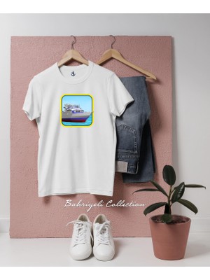 Bahriyeli Collection Oversize Vektör Askeri Gemi Tasarımlı Unisex T-Shirt
