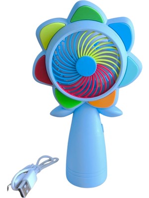 Tekno Hediye Taşınabilir El Fanı Güneş Çiçeği Tasarımlı USB Şarj Edilebilir Mini Vantilatör Masa Üstü Pocket Sessiz Fan Koruma Fonksiyonlu Taşınabilir Serinlik