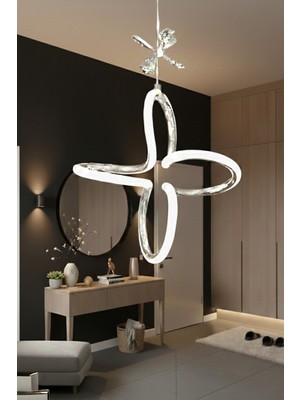 UltraMint Modern 3 Renk Ledli Krom Kaplama Avize, Kumandasız, Şık Tasarım