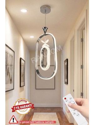 UltraMint Elips Renkli Kumandalı LED Avize, Gümüş Kasa, Koridor ve Oda Dekorasyonu