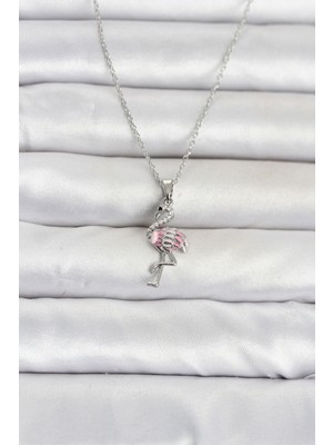 Hobilinka 316L Çelik Zincir Gümüş Renk Flamingo Model Kadın Kolye TJ-BKO11107