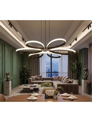 UltraMint Modern 2'li Siyah Kasa Sarkıt Avize, Renkli 30/20 Beyaz Ledli Tasarım