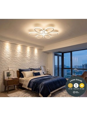 UltraMint Modern LED 6’lı Beyaz Plafonyer, Çok Renkli, Salon, Mutfak, Çocuk Odası, Antre Için