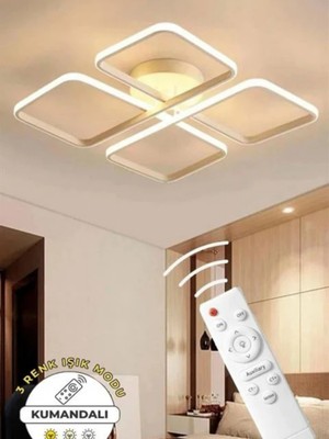 UltraMint Şık Beyaz Ultra Süper 3 Renk Kumandalı Ledli Tavan Avizesi