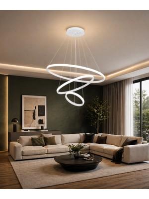 UltraMint Şık Beyaz 3'lü LED Avize, Modern ve Parlak Dekorasyon Unsuru