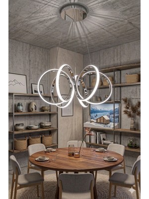 UltraMint Modern Krom Sarkıt LED Avize, 3 Renk Seçeneği, Salon, Yemek ve Oturma Odası Için