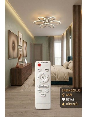 UltraMint Renkli Yonca 6’lı Krom Kumandalı Modern LED Plafonyer Seti