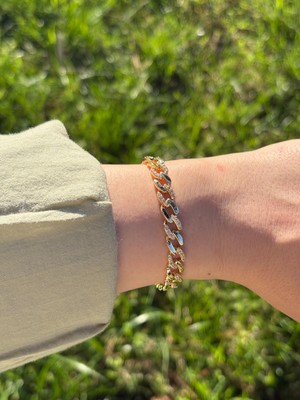 Bag And Shine 14K cm Altın Kaplama Aura Taşlı Sarmal Bileklik