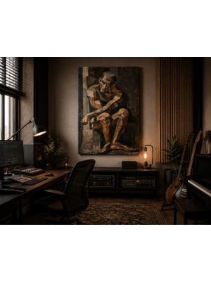 Othello Art Düşünen Adam Soyut Kanvas Tablo – Kübist Insan Figürü Modern Salon Ofis Çalışma Odası Duvar Dekoru