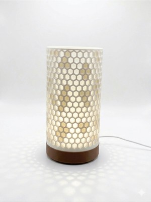 3D Tasarım Petek Desenli Dekoratif Gece Lambası - 20 cm Modern Masa Lambası - 5V Adaptörlü