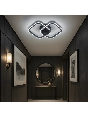 UltraMint Modern Siyah Kare Hol Koridor Avizesi, Ultra Süper Beyaz LED Işık