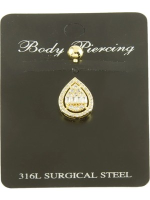 Bijuteri Net Oval Baget Taşlı Göbek Piercing  1 Adet