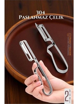 Aslanoğlu Store Mey Ithalat® Soyacak Seti- Sebze Soyacağı Profesyonel Paslanmaz Çelik 2 Li Set 722013