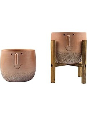 Vuralsin38 Ev Dekorasyon Aksesuar Surat Desenli Toprak Saksı Saksılık Salon Çiçeklik Ikili Set Ayaksız - 4 Ayaklı- 19 cm