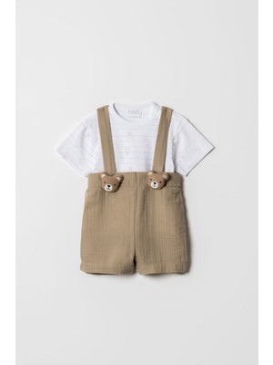 Hafy Baby Erkek Bebek, Ayıcıklı Askılı Şort ve Tişört Takımı