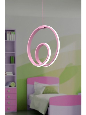 UltraMint Modern Pembe Beyaz Ledli Avize, Genç ve Çocuk Odası Için Şık Aydınlatma