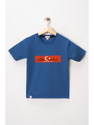 Dekim Moda Erkek Çocuk Kısa Kollu Bisiklet Yaka "türkiye, Milli Takım" Baskılı Tişört Mevsimlik Pamuklu
