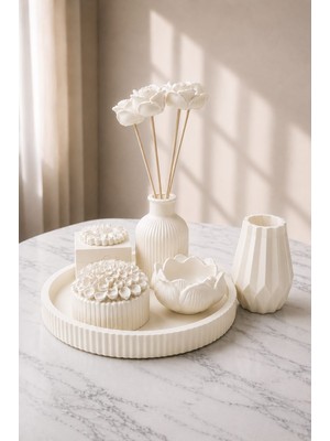 Gizem Design Products Beyaz Dekoratif Vazo Seti