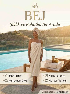 Belinis Bej Signature Koleksiyonu – %100 Doğal Pamuklu Lüks Banyo ve Saç Havlusu Serisi Renk Bej