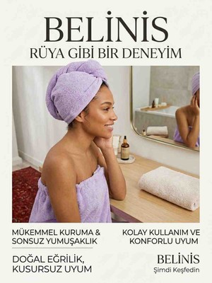 Belinis Premium %100 Pamuklu Saç Kurutma Bonesi – Doğal, Emici ve Nazik