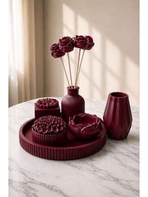 Gizem Design Products Bordo Dekoratif Vazo Seti