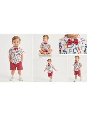 Bemy Store 9/24 Ay Papyonlu Gömlekli Şortlu Bebek Takımı