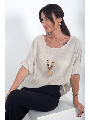 By Saygı Kadın Italyan Coton Oversize Bluz