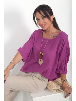 By Saygı Kadın Italyan Coton Oversize Bluz